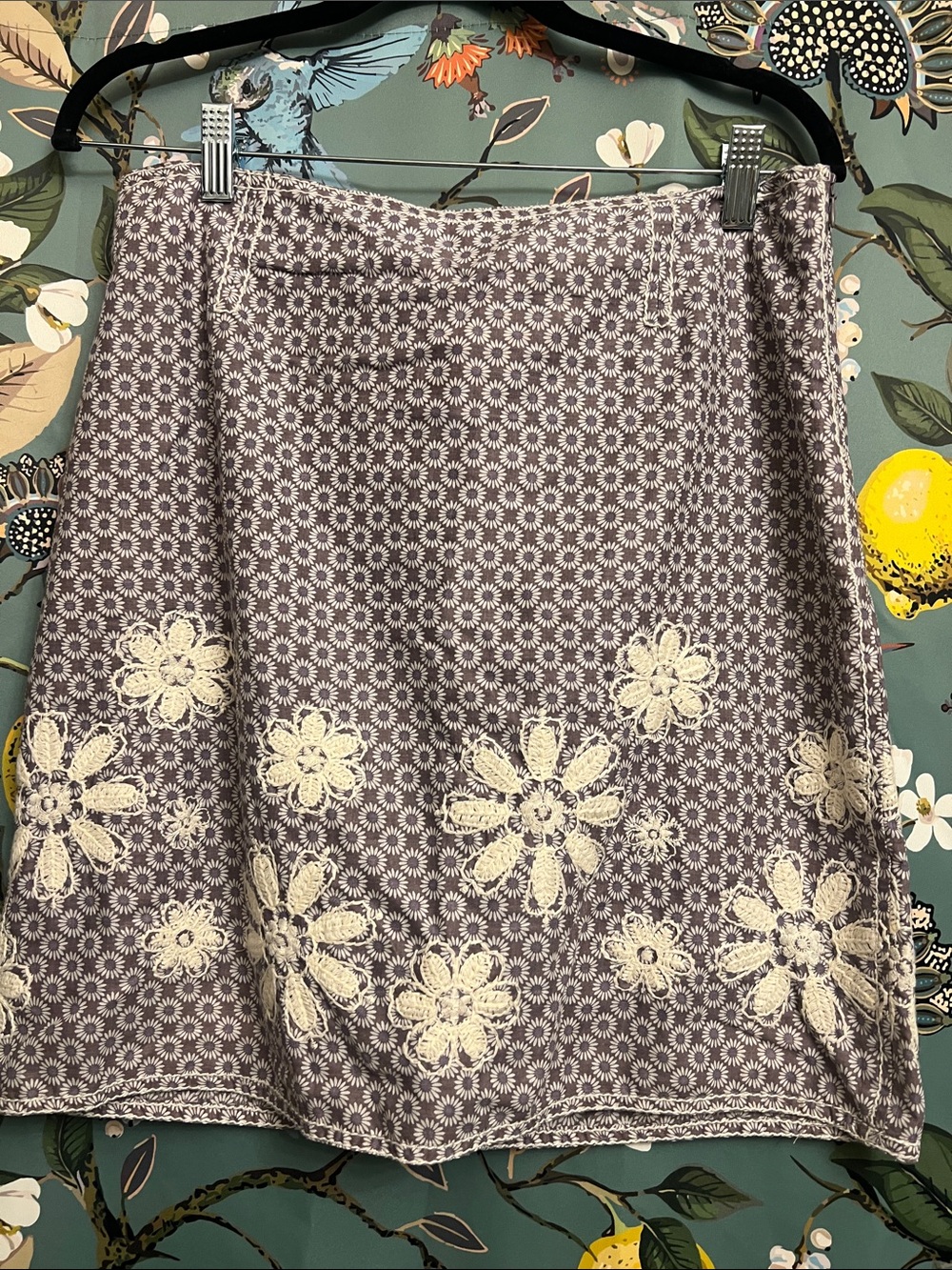Studio M Lavender A-Line Skirt with Cream Floral Lace